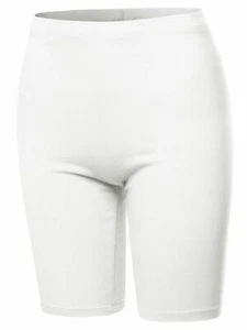 Basic Solid Premium Cotton Mid Thigh High Rise Biker Bermuda Shorts - Picture 1 of 25