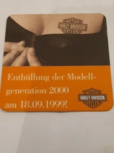 German 1999 HARLEY DAVIDSON  2 Heavy Paper Coasters 9x9cm 2-sided NOS - Picture 1 of 2