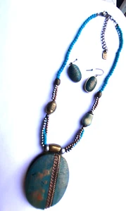 You And I Brand Scarab Look Necklace And Earrings - Picture 1 of 11