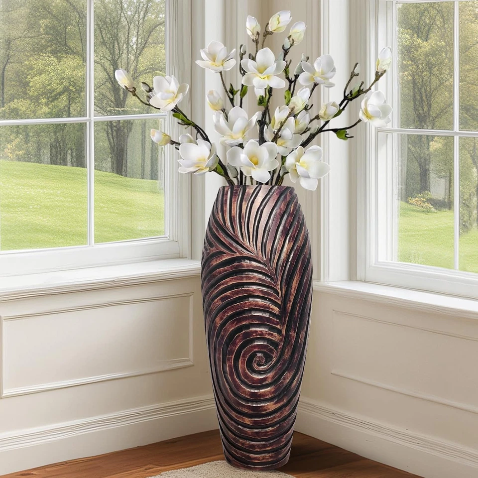 Tall Floor Vase, Brown Vintage Home Decor Vase, 19.7 Inch Resin Vase for Living - Image 1 of 4