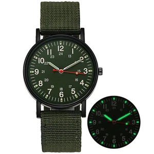 Military Army Mens Canvas Strap Analog Quartz Luminious Sport Wrist Watch Gift - Picture 1 of 21