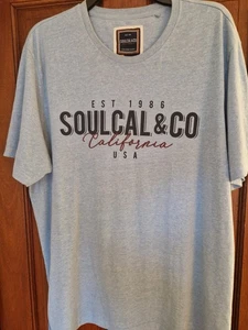 Mens Soulcal & Co Short Sleeve Blue Mix Tshirt Size 3XL - Picture 1 of 4
