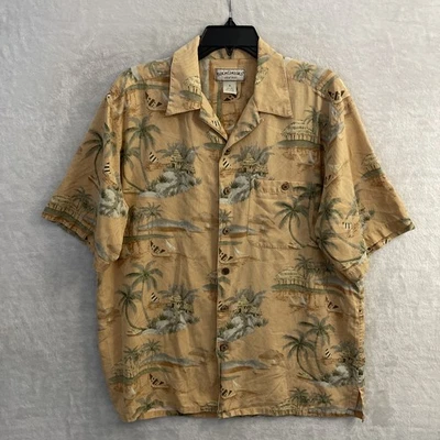 Boca Classics Mens Hawaiian Shirt Peach Orange Floral M Silk Blend Short Sleeve - Image 1 of 4