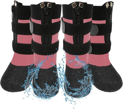 Waterproof Grip Dog Shoes,Anti-Slip Dog Socks Boots,Zipper Dogs Booties Paw Prot - Image 1 of 4