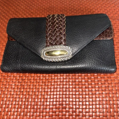 Cartera Cartera Western Vintage Brighton Cuero Marrón y Negro Foto 1 de 4