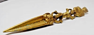 ЛАТУННЫЙ КИНЖАЛ 9 «УКРАШЕН С 3 ЛИЦАМИ, ИЗЯЩНЫЙ КУСОК!! & ДЛЯ ПИРАТОВ ТОЖЕ!  (OB2) - Изображение 1 из 4