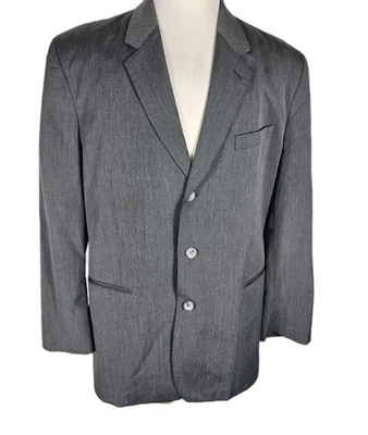 Claiborne Mens 44R Gray Striped Poly Rayon Sport Coat S71 - Image 1 of 4