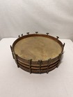 1900s Antique Wooden Snare Drum With Skin Head