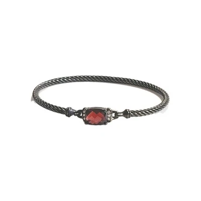David Yurman Petite Wheaton Twist Bracelet Facet Garnet/Diamonds 3mm Patina S/M - Image 1 of 4
