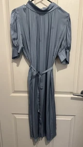 Morrison Dress Size 3 Blue Triacetate Midi Loose Designer Short Sleeve - Picture 1 of 4