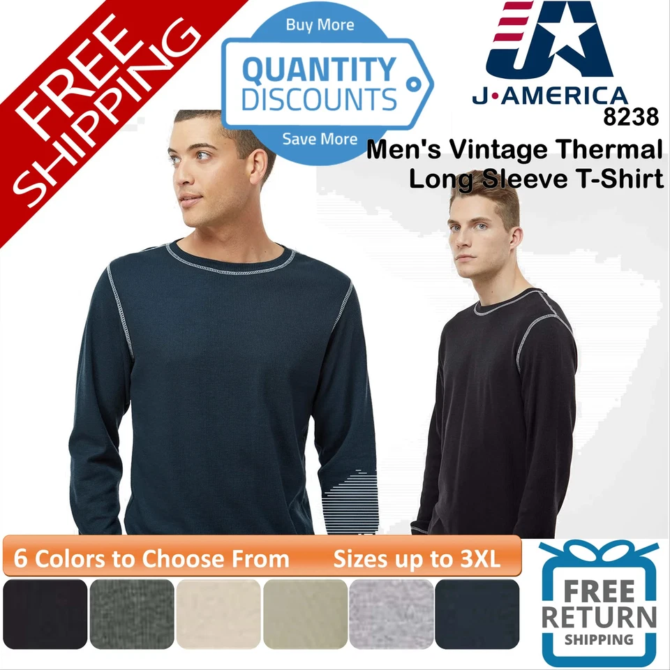 🔥 Camiseta térmica manga larga vintage de J. America para hombre mezcla hasta 3XL 8238 Foto 1 de 1
