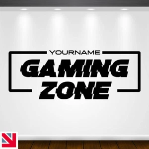 Personalised GAMING Custom Name GAME ZONE Wall Art Decal Sticker Vinyl - Picture 1 of 12