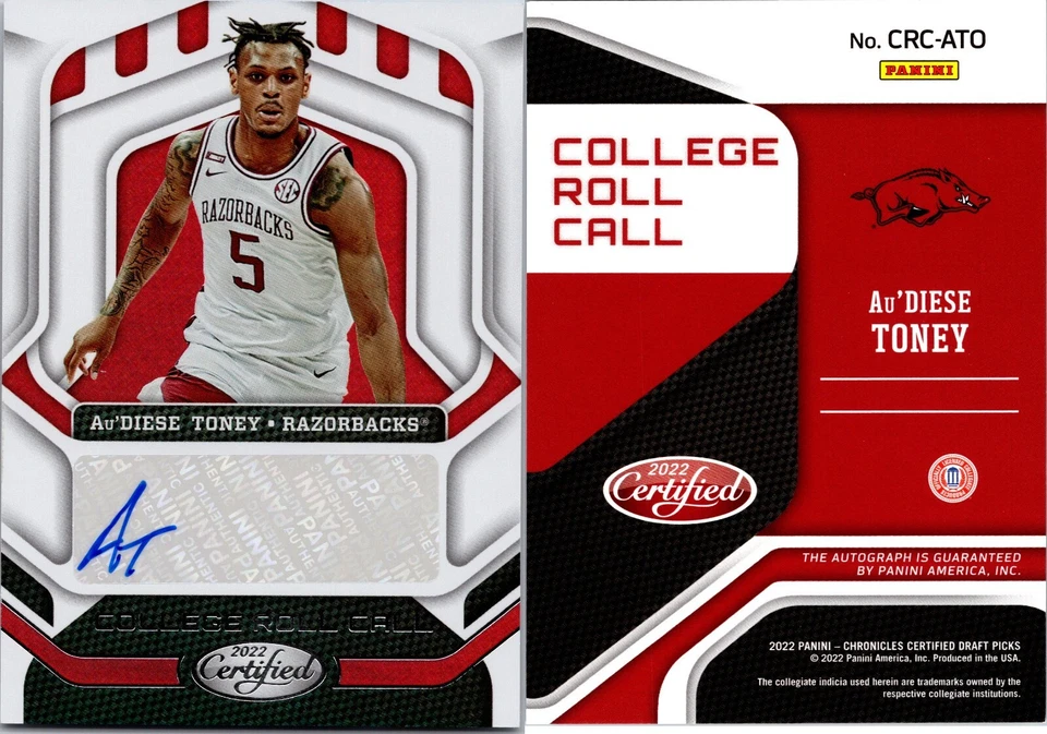 2022 Chronicles Draft Picks Certified College Roll Call Au'Diese Toney auto 349 - Image 1 of 1