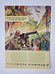 1940s ALCOA Aluminum Jungle Battle Brother War Colorful WWII Vtg Poster Print Ad - Picture 1 of 1