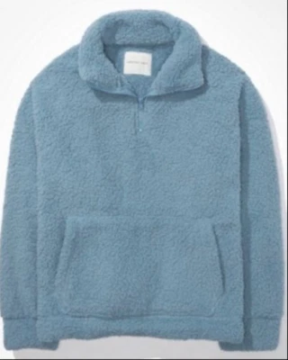 American Eagle AE Oversized Sherpa quarter zip pullover sweatshirt Shirt Top S M - Image 1 of 4