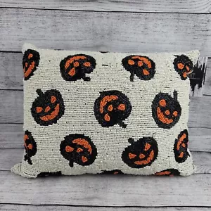 Halloween Espeluznante Jack-O-Lantern Calabazas 16" Cuentas Almohada Noir Noche Colección - Imagen 1 de 5