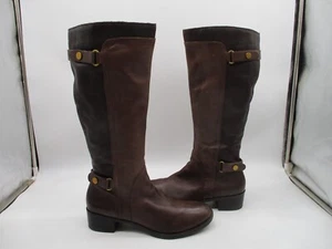 Franco Sarto L-Crash Brown Leather Zip Knee High Riding Boots Womens Size 11 M - Picture 1 of 10