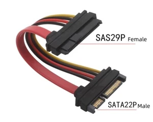 SATA Kabel 10 cm 22Pin Stecker zu SAS 29 Pin Buchse Adapter für Festplatte - Picture 1 of 5