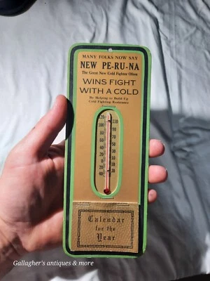Nos 1937 Vintage Pe-Ru-NA Peruna Medical Thermometer Advertising Cold Fighter - Image 1 of 4
