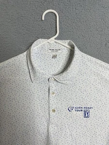 Peter Millar Summer Comfort Polo Shirt Mens Large All-Over Print Korn Ferry Tour - Picture 1 of 13