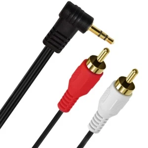 90° Angled 3.5mm Stereo Jack Male to 2 Male RCA Adapter Audio Cable Cord 3.5 - Picture 1 of 5