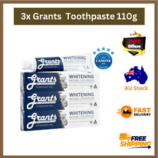3x Grants Whitening Natural Toothpaste 110g Removes Stains Naturally No Fluoride