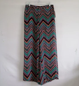 NWT Bisou Bisou Womens Multicolor Chevron Print Boho Palazzo Pants Size Large - Picture 1 of 7