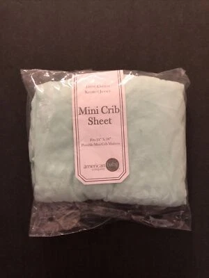 Mini Crib Fitted Sheet 24 x 38 Mint Green 100% Cotton Jersey Knit American Baby - Image 1 of 3