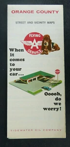 1965 Orange County street road map Flying A oil gas California Basset Hound - Picture 1 of 4