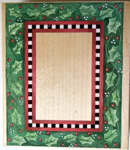Stamps Happen HOLLY & BERRIES FRAME Rubber Stamp Christmas Holiday - NEW! - Picture 1 of 3