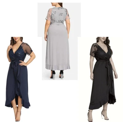 Vestido de malla brillante costura lentejuelas detalle superior dobladillo irregular retazos con cinturón de corbata Foto 1 de 4