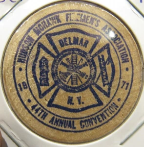1971 Asociación de Bomberos Delmar, Nueva York níquel de madera - ficha de Nueva York - Imagen 1 de 2