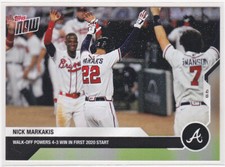 Nick Markakis Braves Walk-Off Blue Jays 2020 Topps NOW #66 Base Dansby Swanson