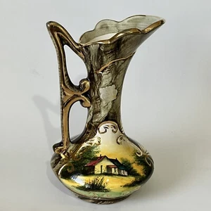 Vintage Belgium Castel Ewer Vase, Hand-Painted - Picture 1 of 7