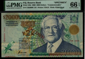 TT PK 103s 2000 FIJI 2000 DOLLARS AMAZING OVERSIZE SPECIMEN PMG 66 EPQ GEM UNC. - Picture 1 of 2