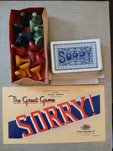 Vintage 1930s SORRY! Game BOARD Cards Wooden TOKENS NO BOX - Picture 1 of 3