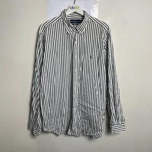 Polo Ralph Lauren Button Up Shirt Mens XL Black White Long Sleeve Cotton Classic - Picture 1 of 12