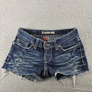 BKE Stella Shorts Womens 25 Blue Distressed Denim Cutoff Raw Hem Frayed Pockets - Picture 1 of 19