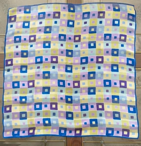 Vintage Echo Seide Quadrat Schal Halbtransparente Quadrate in Grün Blau Lila 21" - Bild 1 von 7
