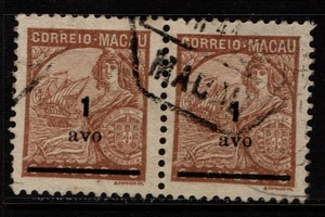 Macao 1940 Portugal and Galleasse 1 avo on 6 brown pair SG391 Used - Picture 1 of 1