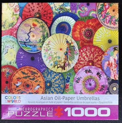 Eurographics Puzzle 1000 Piece Jigsaw Puzzle Asian Paper Umbrellas USA Used - Image 1 of 4