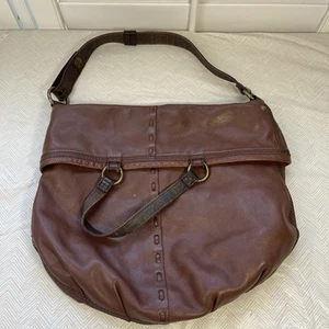 Usado en Excelente Condición Lucky Brand Plegable Cremallera Solapa Cuero Marrón Oscuro Bolso de Hombro Cartera - Imagen 1 de 15