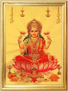 Goddess Laxmi Photo Frame | Hindu Wall Decor for Wealth & Prosperity. - Picture 1 of 1
