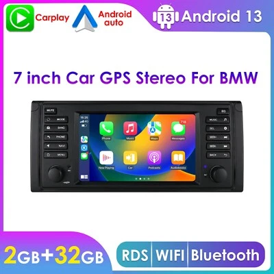 Android Auto Apple CarPlay Car Stereo Radio For BMW 5 Series E39 530i 535i 540i - Image 1 of 4