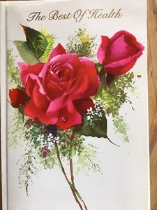 BEST OF HEALTH VINTAGE ROUSANA GREETING CARD AMERICAN BEAUTY ROSE SERIES - Picture 1 of 4