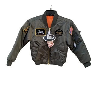 New Flight Bomber Jacket Youth Medium Patch Reversible Top Gun MA1 Embroidery - Picture 1 of 11
