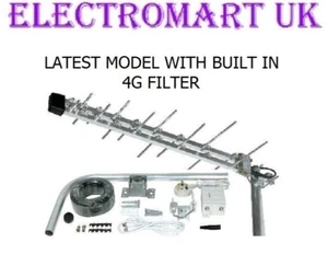 DIGITAL FREEVIEW MAST HEAD AMPLIFIED BOOSTER TV AERIAL KIT BUILT IN 4G FILTER - Picture 1 of 1