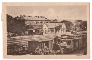 MARCHEGG AUSTRIA POSTCARD BAHNHOF WITH TRAINS 1916 VINTAGE POSTCARD OS 92019 - Picture 1 of 2