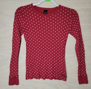 Hurley Girls SZ Small Thermal Shirt Long Sleeve Ribbed Red Outdoor Casual - Picture 1 of 11