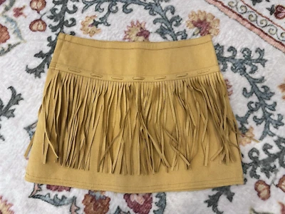 Kaya American Girl Beforever Faux Suede Gold Fringe Mini Skirt for girls size 10 - Image 1 of 3